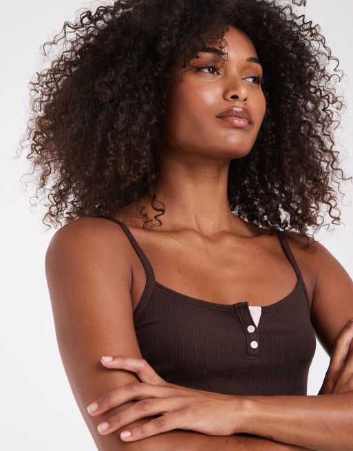 Hollister knäppt pyjamatopp i brunt, 3 av 4