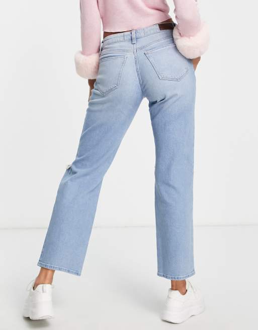 Asos Jameson High Waist Denim Jeggings In Distressed Light Wash Blue With  Ripped Knees Pale Blue, $60, Asos