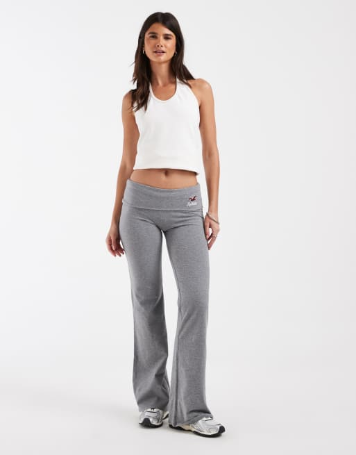 Hollister knit fold over flared sweatpants in gray, 1 of 5