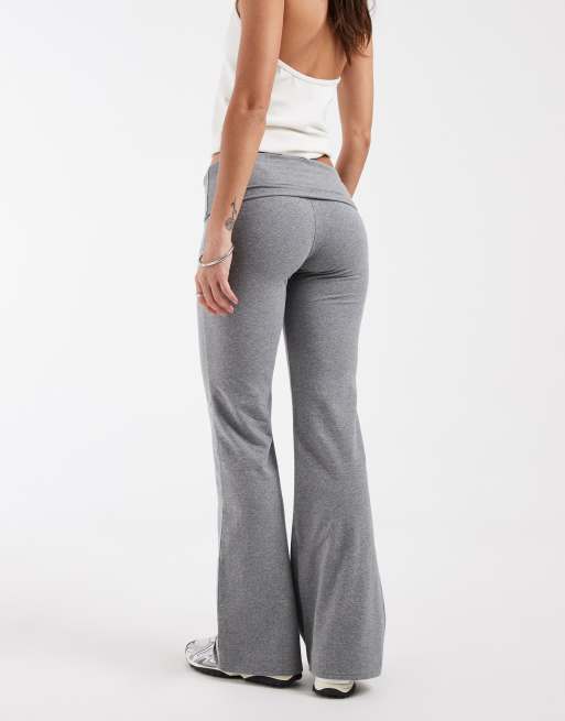 Hollister knit fold over flared sweatpants in gray, 5 of 5