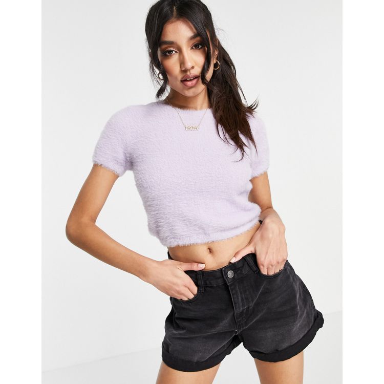 Hollister knitted crop top in pink