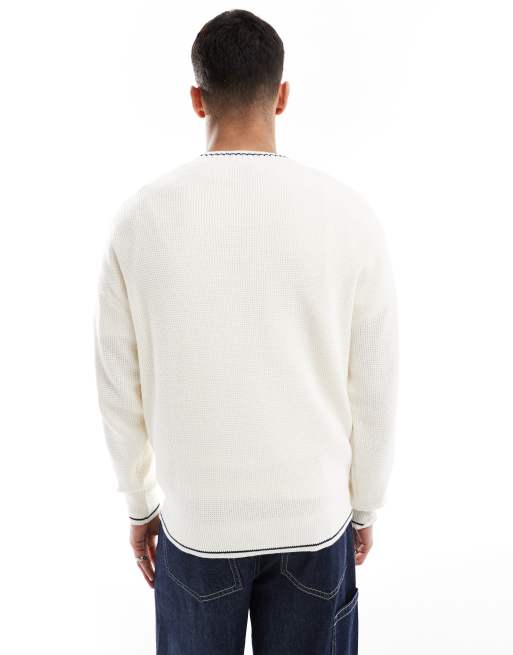 Hollister knit boxy logo sweater in beige