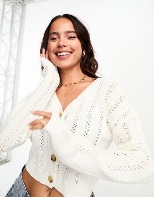Hollister knitted cardigan in white