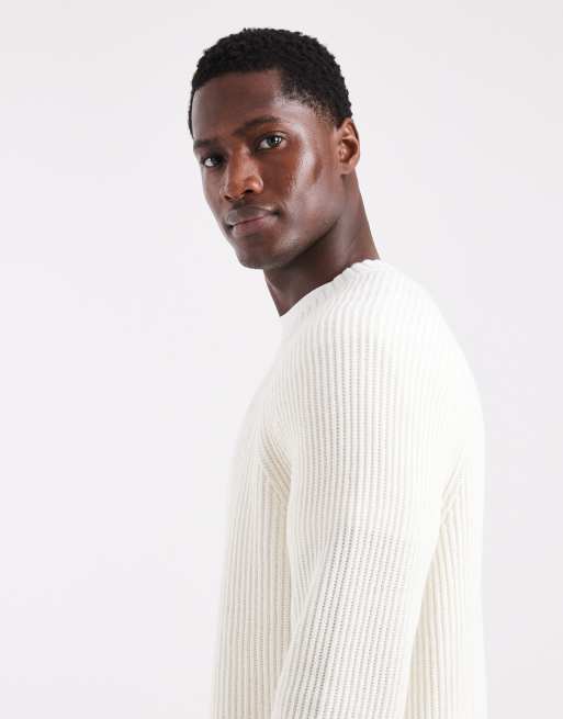 Hollister knitted fisherman jumper in cream, 4 of 5