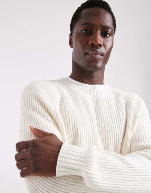 Hollister knitted fisherman jumper in cream, 5 of 5