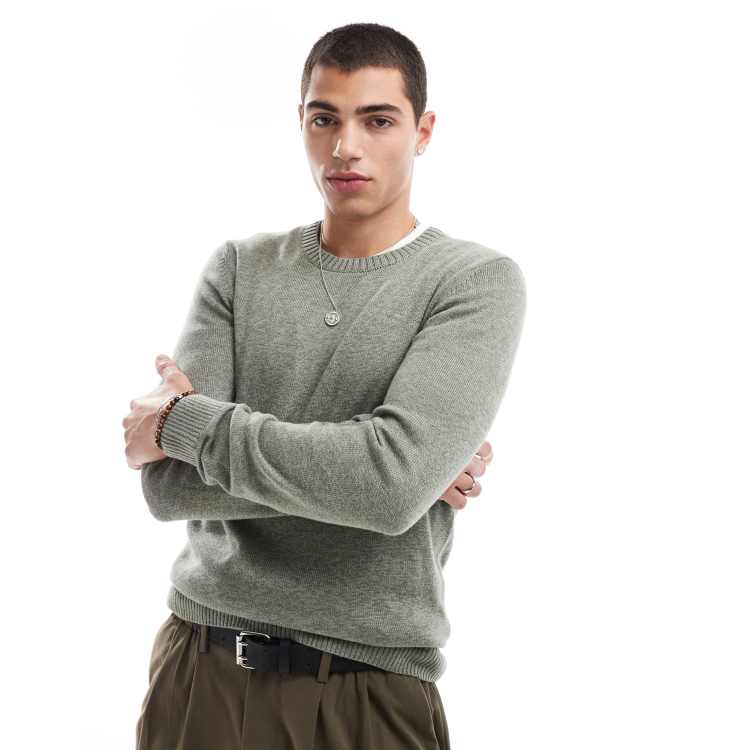 Hollister knitted icon jumper in khaki ClassicfuncenterShops