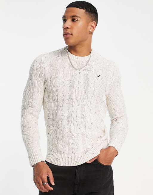 Hollister knitted jumper in stone ASOS