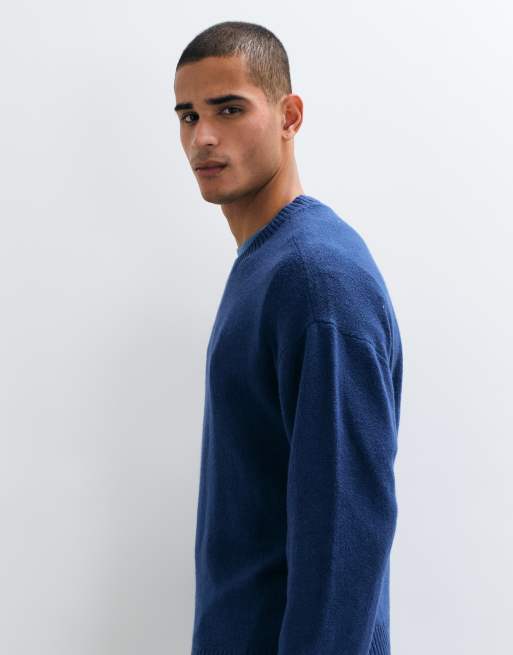 Hollister knitted oversized crew neck jumper in blue, 5 of 5