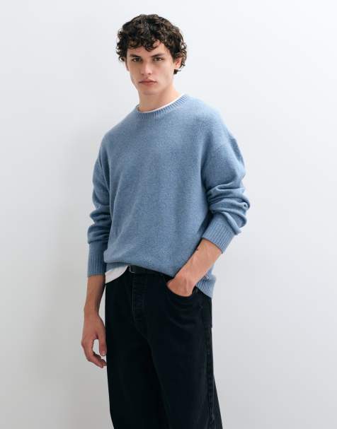 Hollister knitted oversized crew neck jumper in grey - view 1