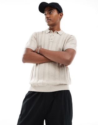Hollister knitted polo in brown