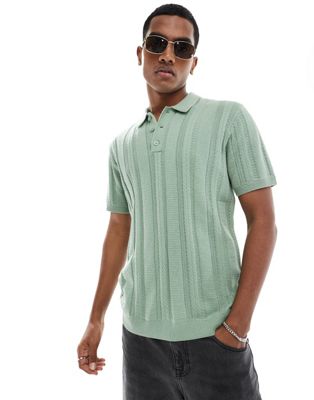 Hollister knitted polo in green