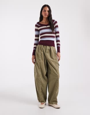 Hollister Knitted Slim Off-the-shoulder Sweater In Burgundy