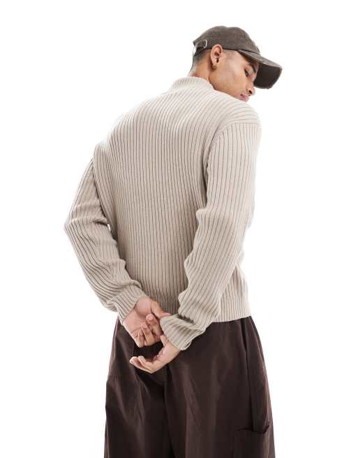 Hollister knitted zip through cardigan in beige, 3 of 4