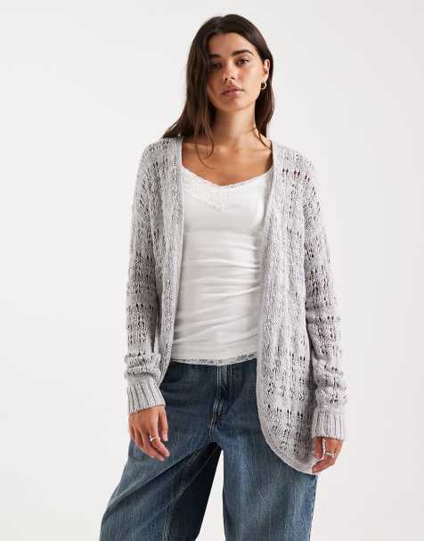 Hollister - Koksgrå longline-cardigan i strik - view 1