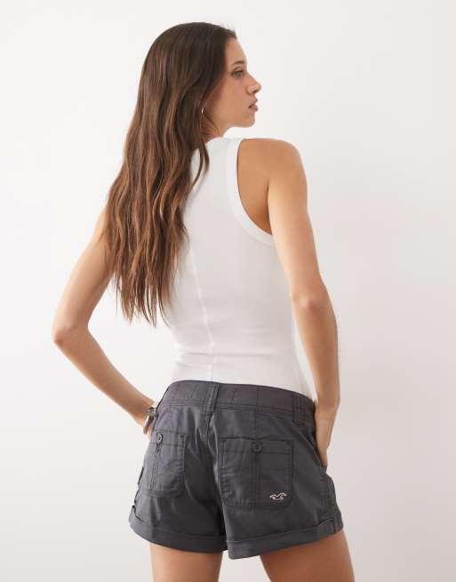 Hollister - Koksgrå utility-mikroshorts med lav talje, 4 af 5