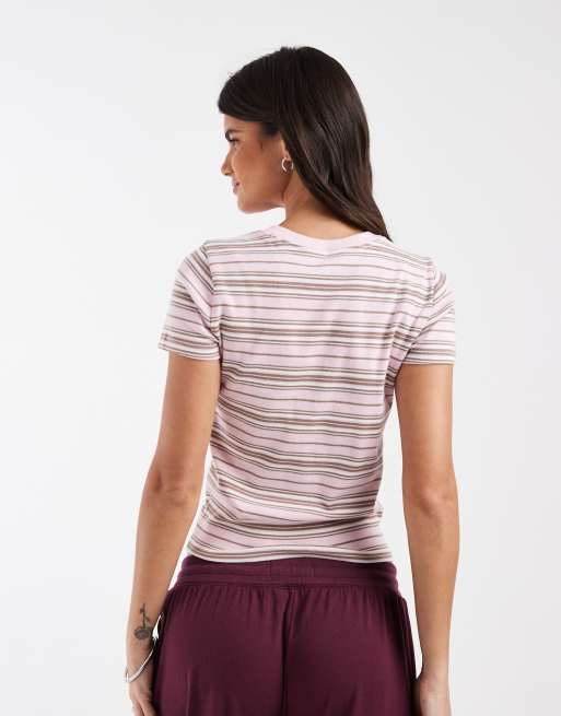 Hollister kortærmet T-shirt i pink stribe, 4 af 4