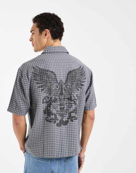 Hollister boxy short sleeve shirt in check print