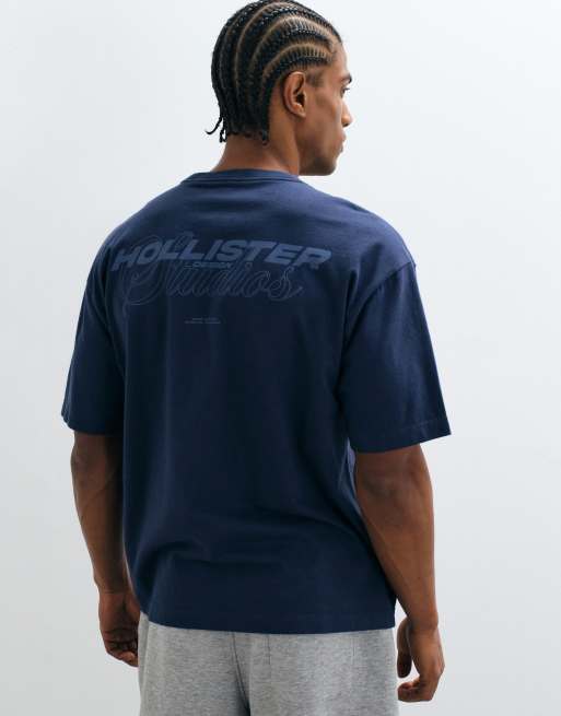 Hollister kraftig boxig t-shirt i marinblå, 4 av 5