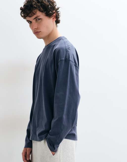 Hollister kraftig langærmet T-shirt i mørkeblå, 2 af 5