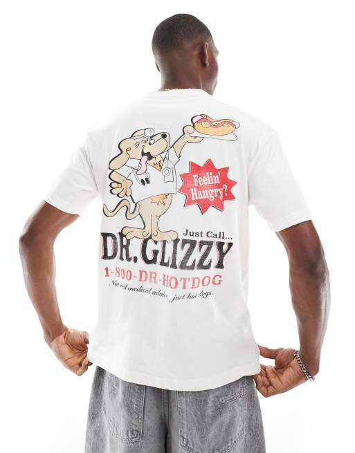 Hollister – Kremowy T-shirt z grafiką na plecach