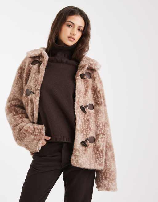 Hollister – Kunstpelzjacke mit Rehmuster und Knebelverschluss, 2 von 4