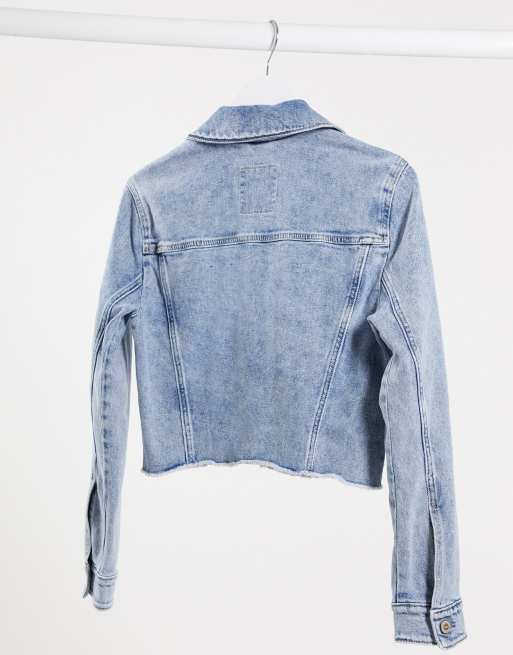 Hollister Kurz Geschnittene Jeansjacke Mit Mittelblauer Waschung Asos