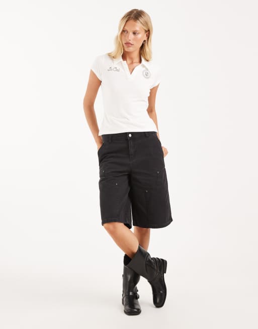 Hollister kurzärmeliges Polo mit Brustgrafik in Weiß, 4 von 4