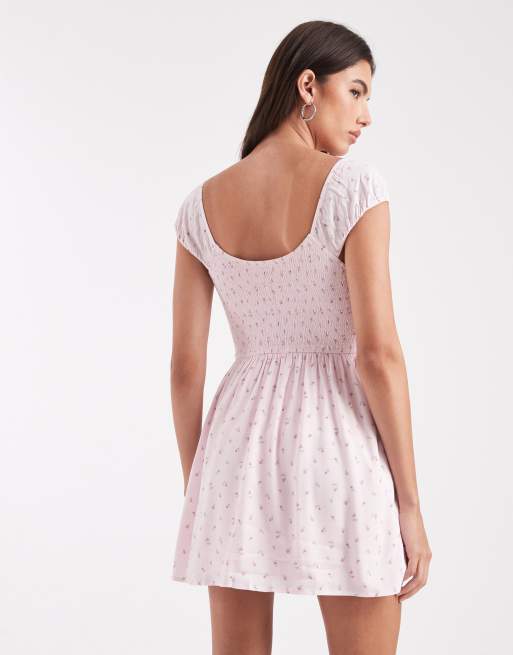 Hollister – Kurzärmliges Minikleid mit rosa Blumenmuster und Knopfleiste, 4 von 4
