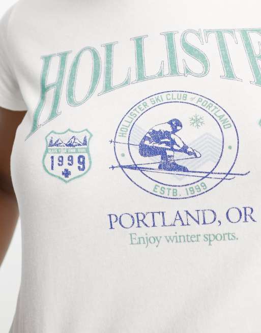 Hollister – Kurzärmliges Oberteil in Weiß mit kurzem Schnitt und Logo , 2 von 4