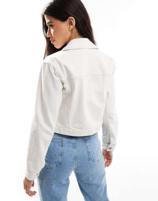 Hollister – Kurze Jeansjacke in Weiß, 4 von 4