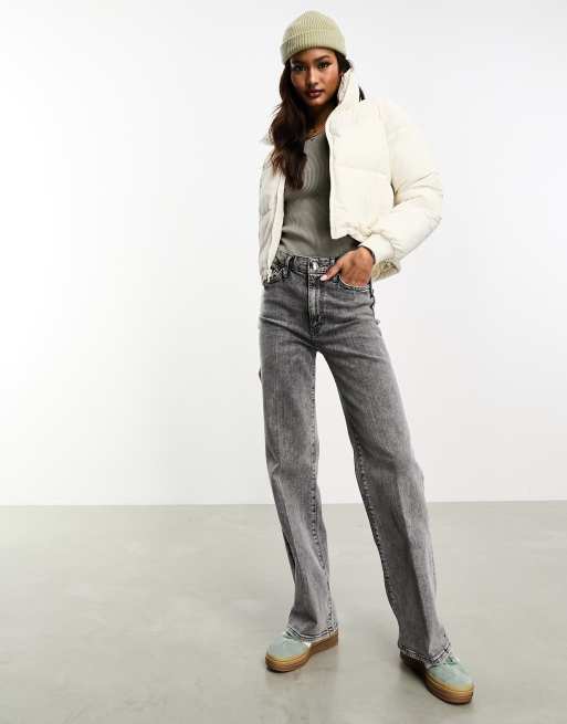 Hollister – Kurze Steppjacke in Creme, 3 von 4