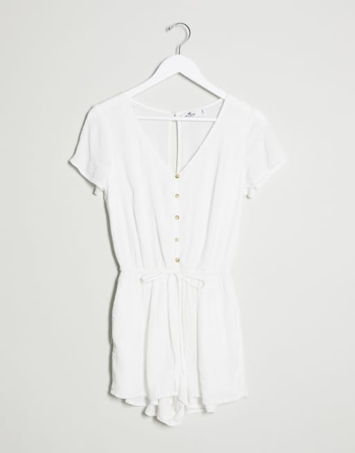 Hollister Kurzer Jumpsuit mit Knopfleiste und DitseyBlumendruck ASOS