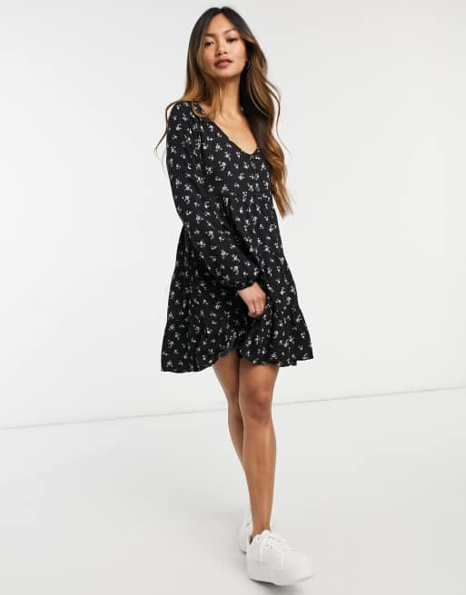 Hollister Kurzes Kleid Mit Schwarzem Blumenmuster Asos