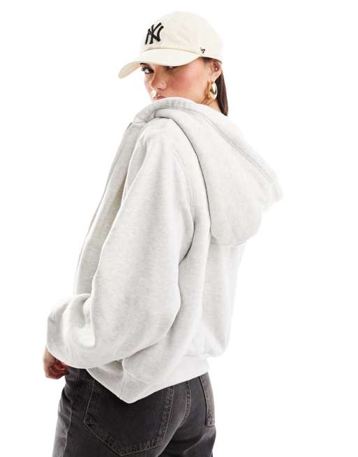 Hollister – Kuschelige Kapuzenjacke in Hellgrau mit Reißverschluss und Kunstpelzfutter, 2 von 4