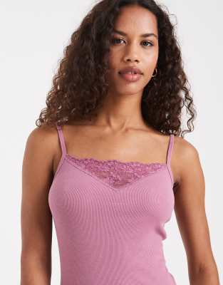 Hollister Hollister lace detail cami in pink-Red