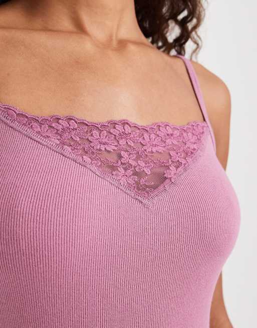 Hollister lace detail cami in pink, 2 of 4
