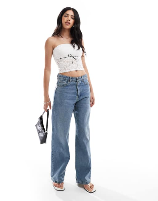 Hollister lace peplum tube top in white, 2 of 4