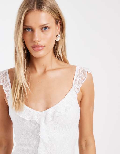 Hollister lace ruffle mini dress in white, 3 of 4