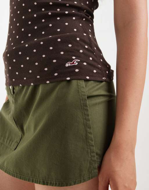 Hollister lace trim cami in brown polka dot, 2 of 4