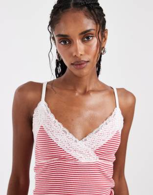 Hollister Wrap Lace Trim Layering Cami In Red