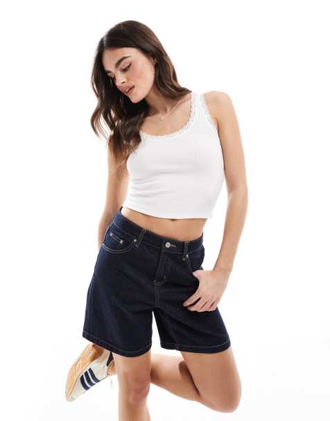Hollister lace trim cami top in white - view 1
