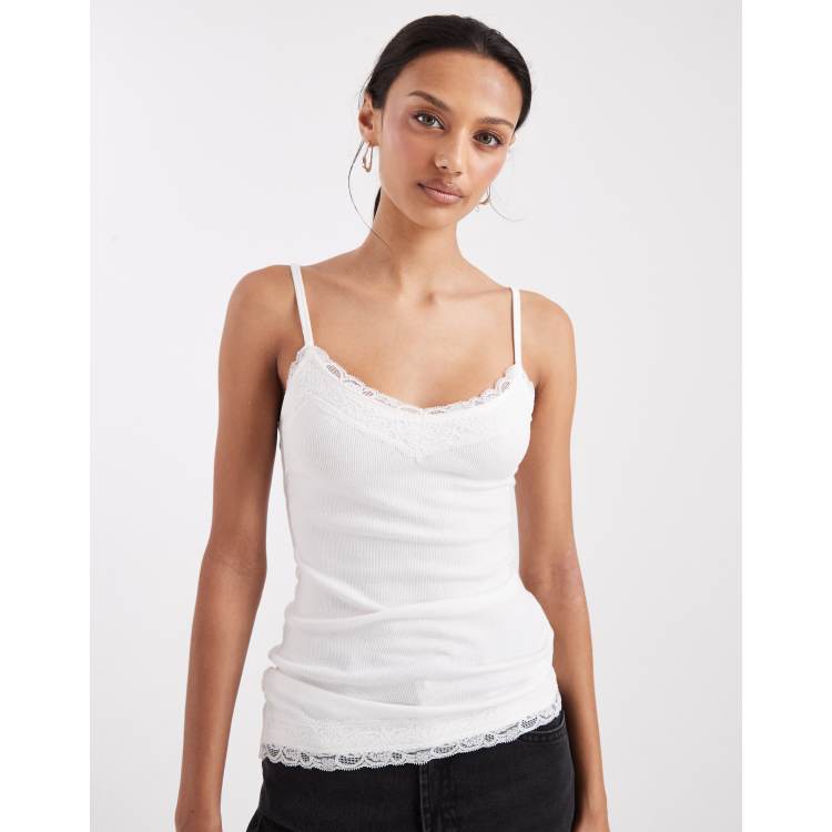 Hollister lace trim cami top in white | ASOS