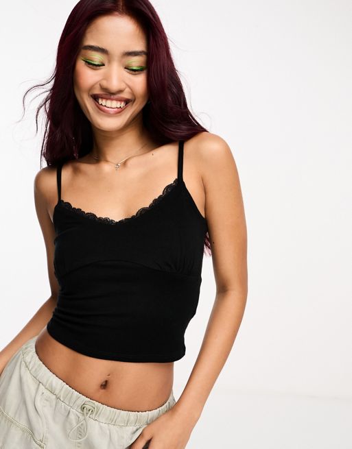 Hollister cropped cami top in black