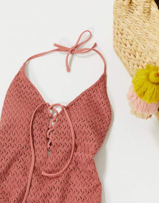 Hollister lace up swimsuit ASOS