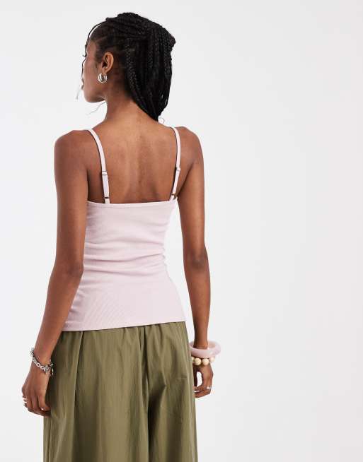 Hollister lace v neck front cami in baby pink, 3 of 4