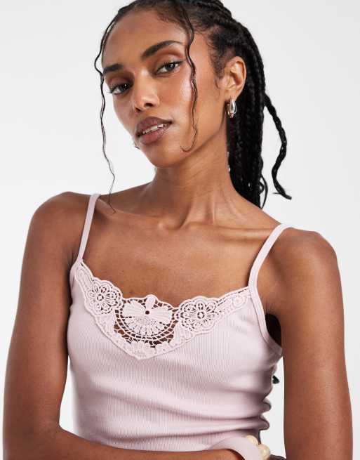 Hollister lace v neck front cami in baby pink, 4 of 4