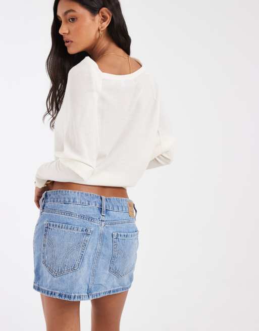 Hollister lågmidjad denimskort i ljusblått, 4 av 5