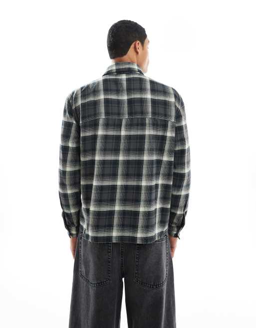 Hollister – Langärmliges, kariertes Flanellhemd in Schwarz, 4 von 5