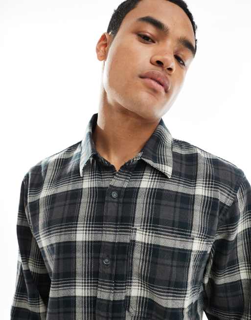 Hollister – Langärmliges, kariertes Flanellhemd in Schwarz, 5 von 5