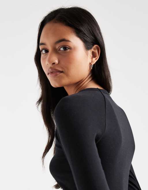 Hollister langärmliges T-Shirt mit Rundhalsausschnitt in Schwarz, 3 von 4